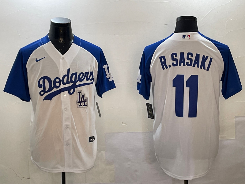 Men Los Angeles Dodgers 11 R Sasaki white 2025 MLB nike jersey style 14